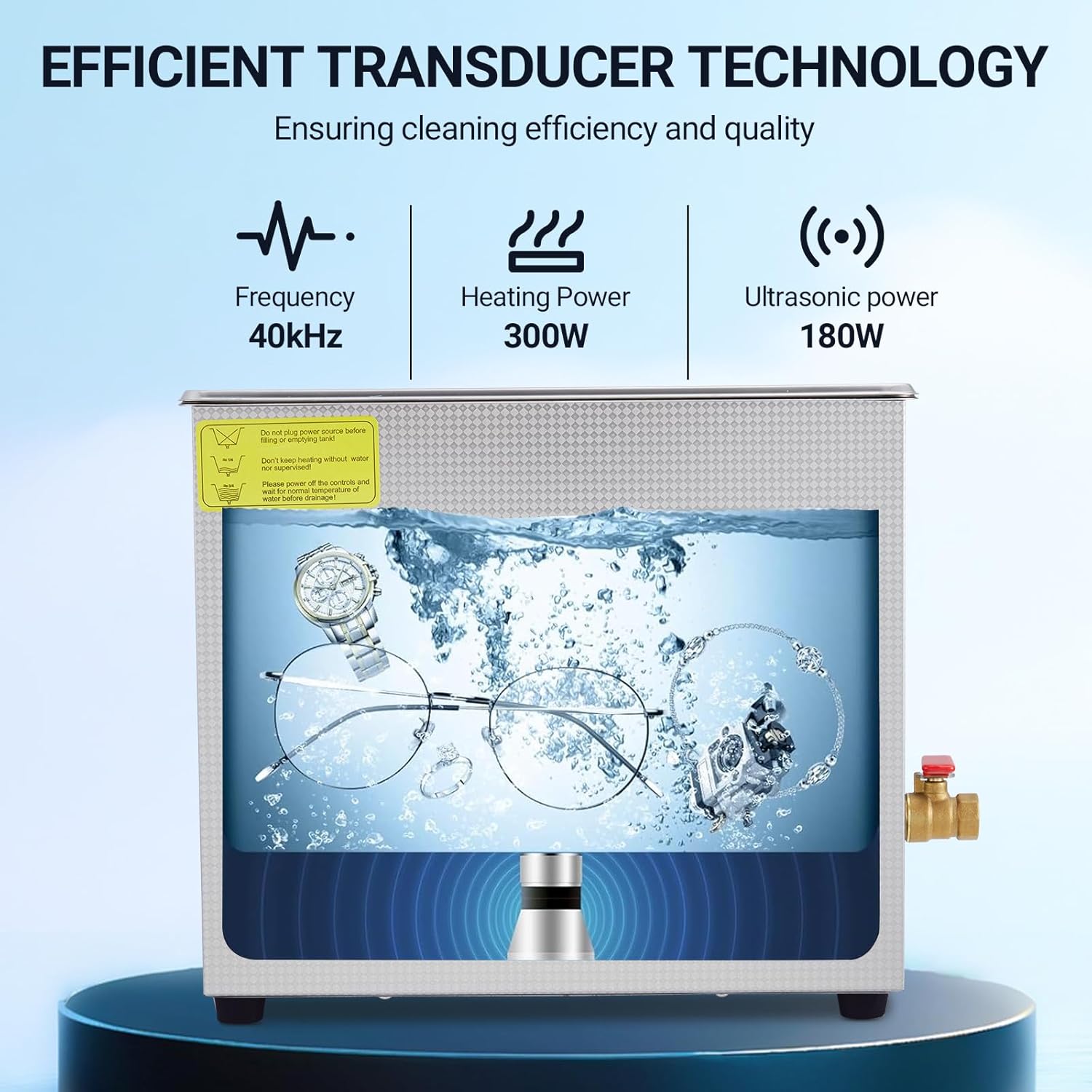 6.5L Professional Ultrasonic Cleaner | Commercial 40kHz with Digital Timer & Heater | for Jewelry, Watches, Eyeglasses & Small Parts Cleaning