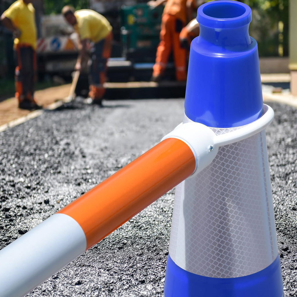 6 Pack 36" Large-Sized PVC Traffic Cones with Heavy-Duty Black Base, Garage Parking Lot Cones Structurally Stable Weatherproof Road Construction Safety Cones (6, Blue, 36" Extra Large)