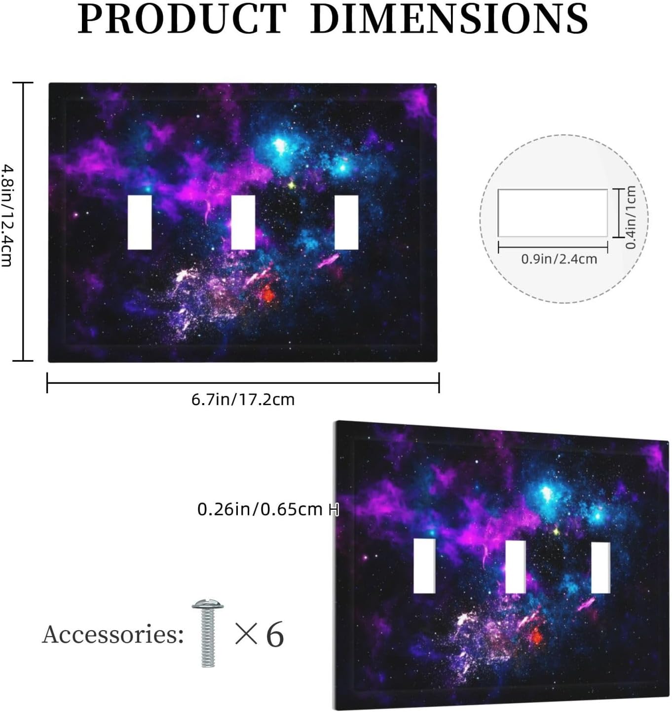 Outer Space Colorful Starry Sky Galaxy Planet Decorative Switch Plates 3 Gang Wall Plate Triple Toggle Light Switch Cover Faceplate Electrical Wall Panels for Bed Room Living Room Decor