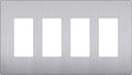 LIDER Brushed Finish Decorator Switch Cover, Screwless Wall Plate, Mid-Size 4-Gang 4.88" x 8.58", Unbreakable Polycarbonate Thermoplastic, UL Listed, LSWP-34M-BSV, Brushed Silver