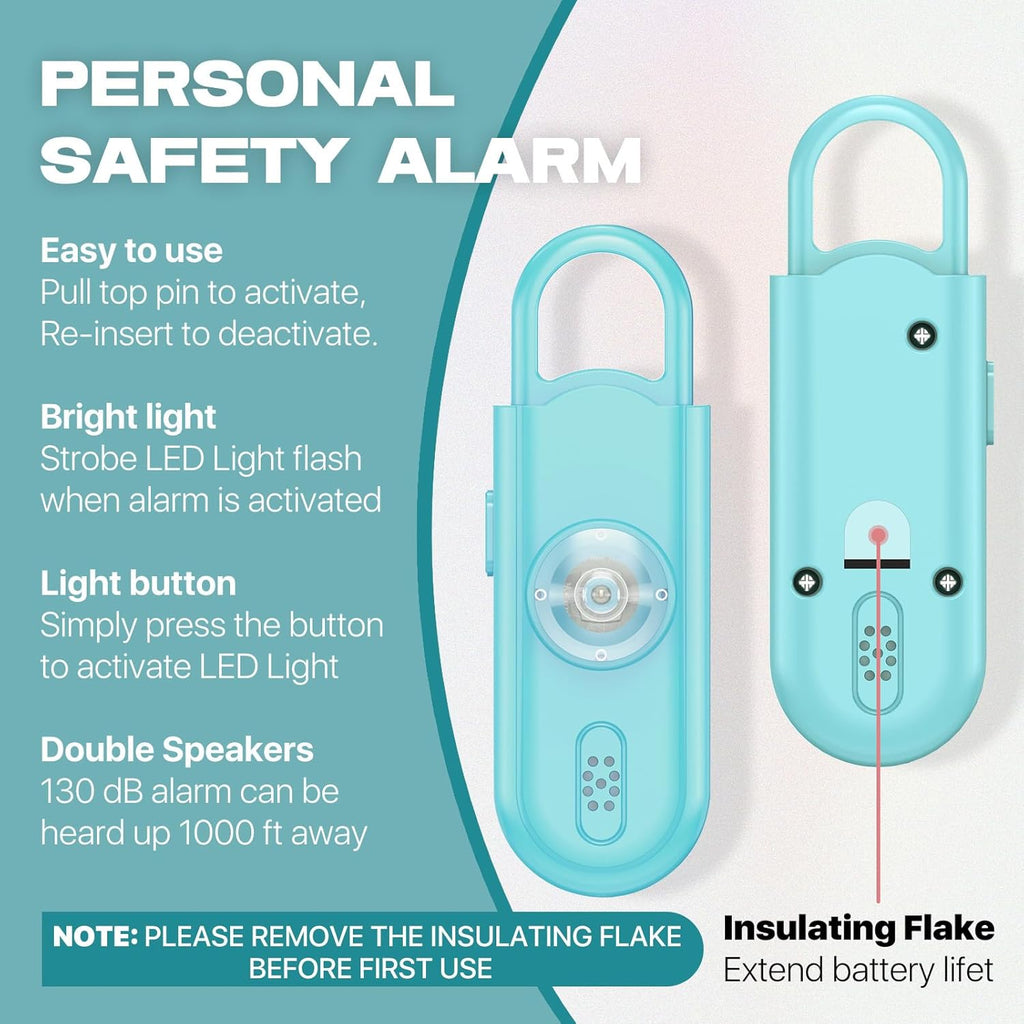 Personal Safety Alarm for Women Girls, 130dB Loud Siren + LED Light, Stylish Keychain, Easy-Pull Emergency Self-Defense for Night Safety, Running, Travel, College Students & Stocking Stuffer Gifts