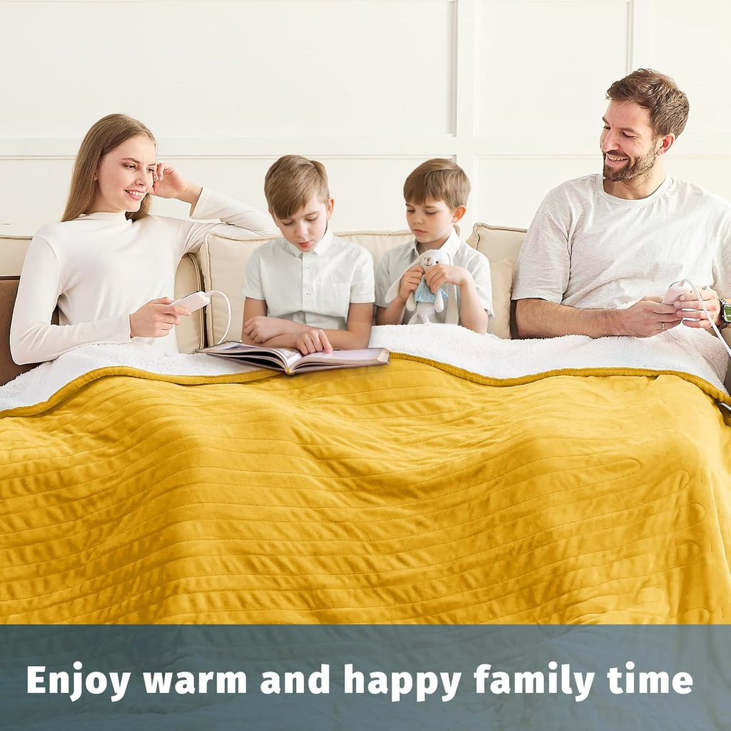 Heated Electric Blanket Queen Size - 84" x 90" Heating Blanket with Dual Control, 10 Heating Levels & 8 Hours Auto Off, Soft Warm Flannel Blanket, Christmas Birthday Gifts for Senior Grandma