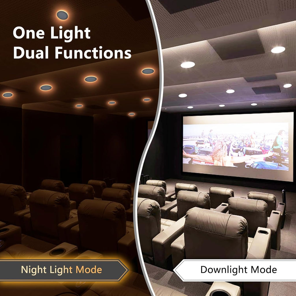 CycevSun 24 Pack 8 Inch LED Recessed Lights with Night Light, Canless Wafer Downlight Ultra Thin, Dimmable & 5CCT Selectable, 15W, 1500LM, ETL, 120-277V, 8.2Inch Cutout