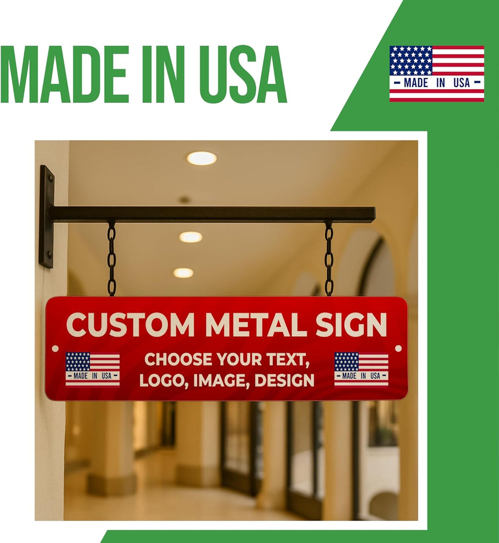 Custom Metal Signs by BCB for Outdoor Use – Heavy-Duty 1mm Thick Personalized Metal Sign | Vintage Outdoor Wall Art, Yard Decor, Street, Garage & Garden Signs | Multiple Sizes | Made in USA