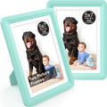 Green 5x7 Picture Frame with Acrylic Front 2 Pack, ABS Frame for 5x7 or 4x7 Photos, Shatterproof UV-Resistant Tabletop Photo Frame, Vertical/Horizontal Display for Home Décor