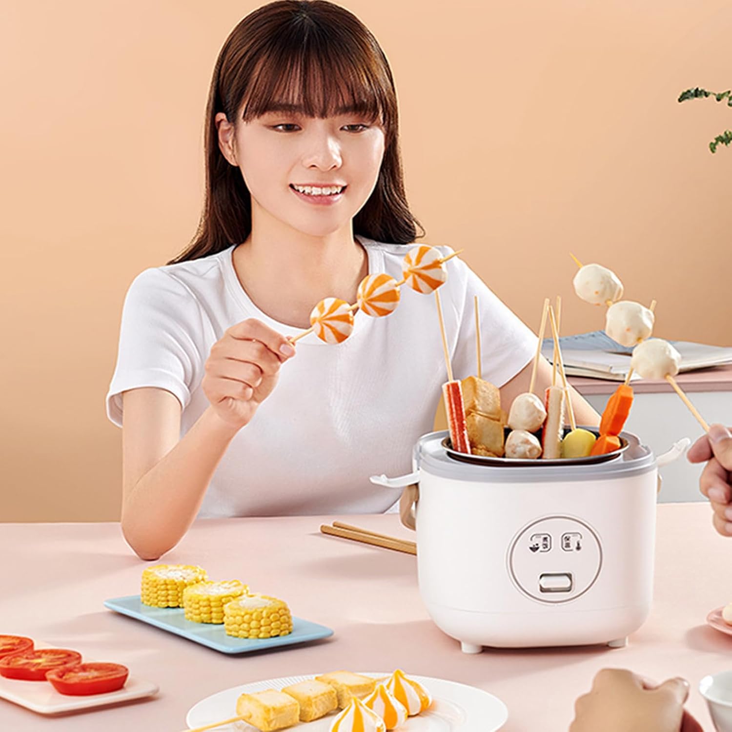 Rice Cooker, Ceramic Non-Stick Inner Pot, 1.2L Capacity, Suitable for 1-3 People, Multi-Function Household Small Portable Smart Cooker