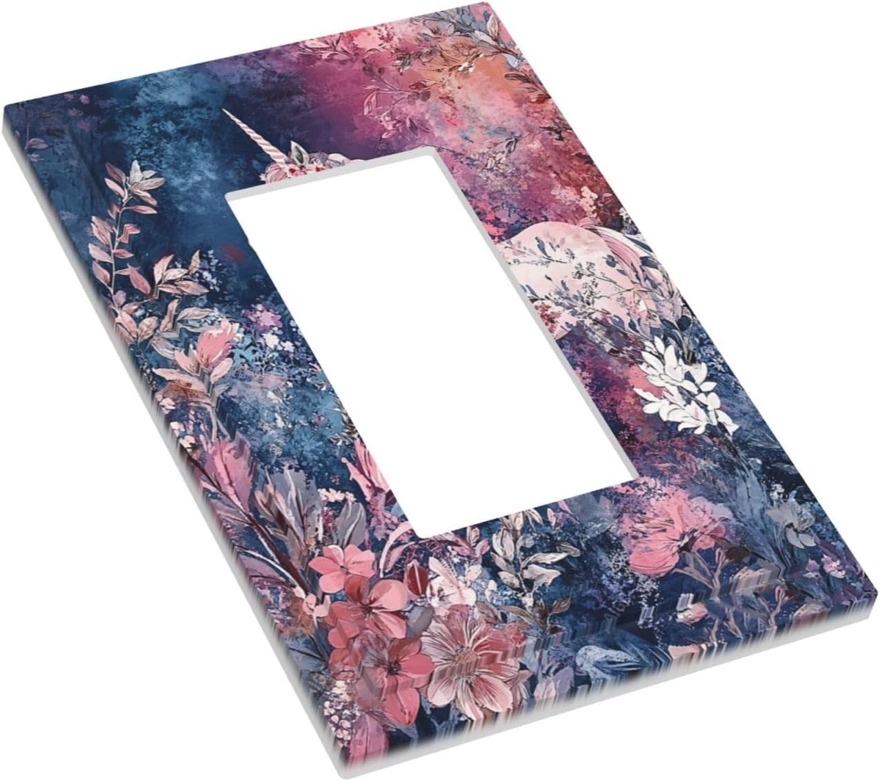 Decorative Outlet Covers Fantastic Pink Unicorn Wildflower Forest 1 Gang Single Rocker Light Switch Cover Plate GFCI Wall Plates Electrical Switch Plate Cover for Bedroom Kids room Decor