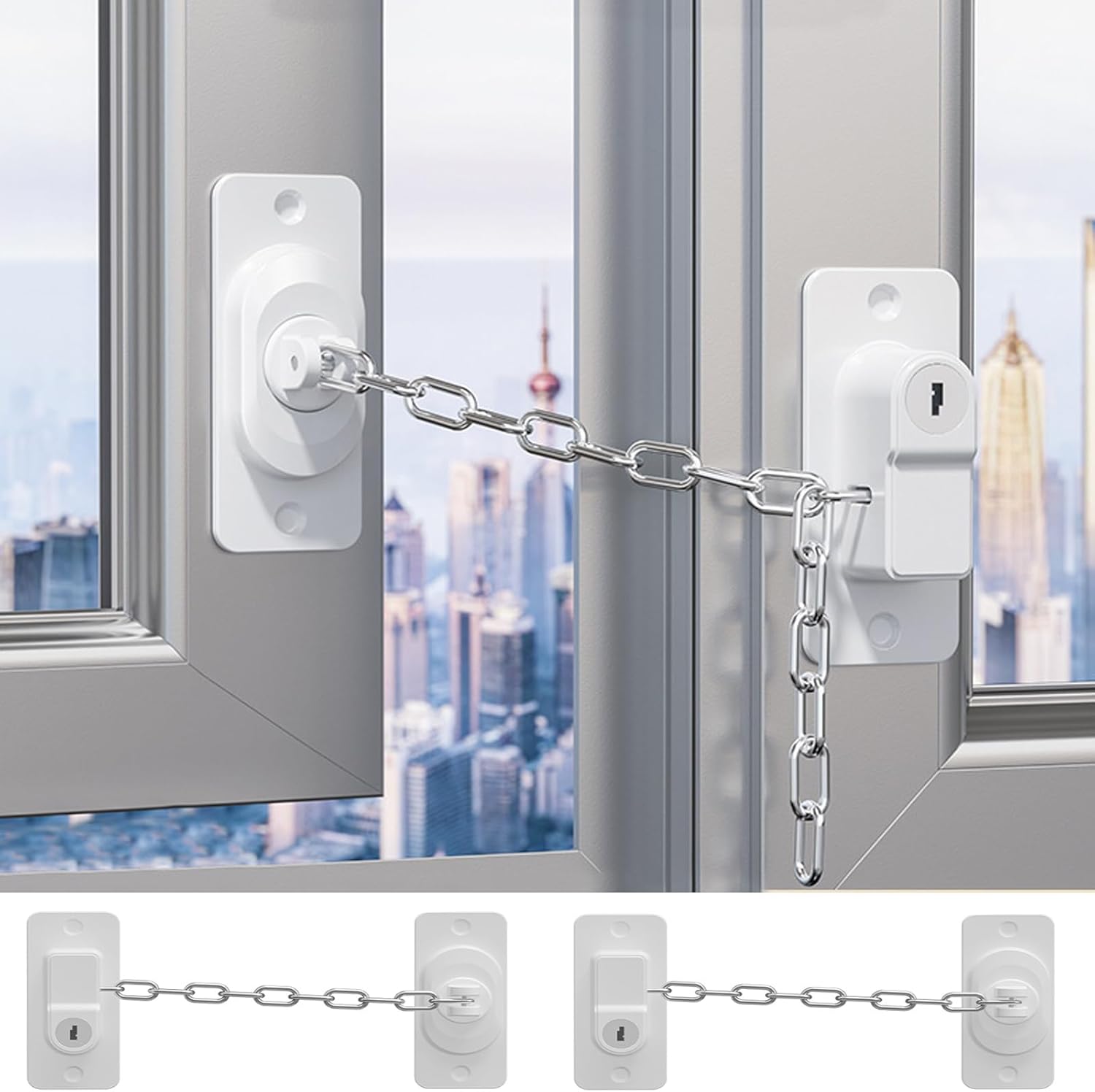 CMINGJ （2 Pack）Child Safety Locks, Adjustable Refrigerator Lock with Keys, for Fridge, Cabinets, Drawers, Dishwasher, Toilet and Child Safety Cabinet Lock, for Child,Kids and Toddlers