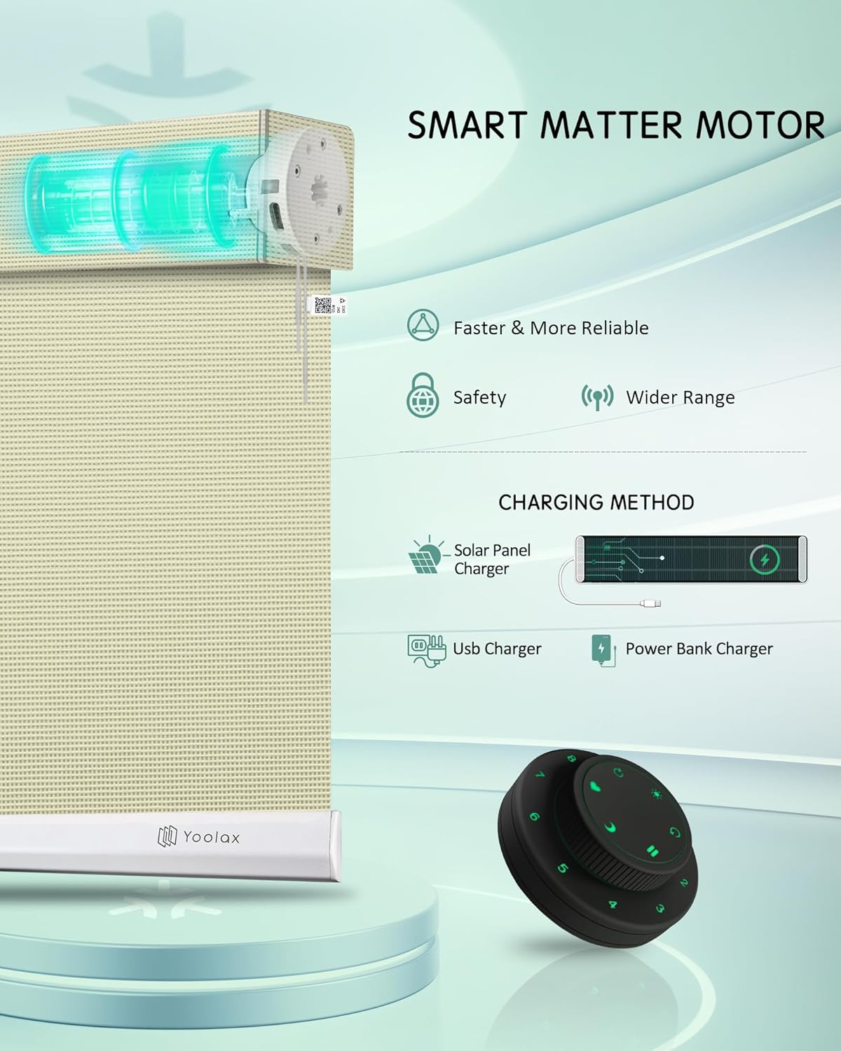 Yoolax Smart Blinds, Motorized Matter Solar Shades Flame Resistat Automatic Blinds for Windows Motorized Shades Compatible with Alexa, Google Home, Homekit(Solar-14% Openness Golden Mesh)