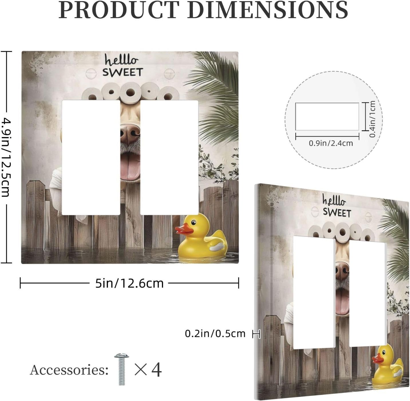 Funny Dog Rustic Farmhouse Wooden Fence Labrador Decorative Outlet Covers 2 Gang Double Gfci Rocker Electrical Wall Panels Light Switch Cover Plate For Kids Room Bathroom Decor