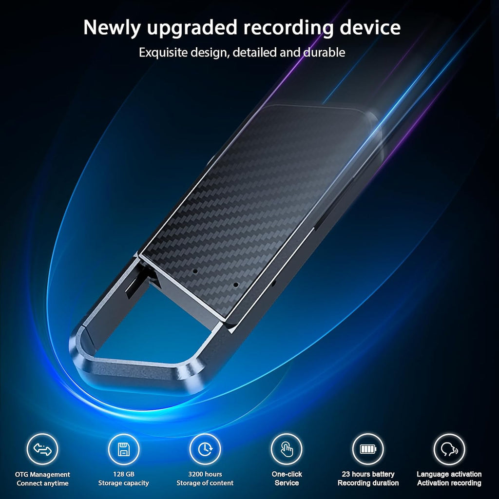 128GB Voice Activated Recorder - Recording Device with 3200H Long Duration Vioce Recorder for Lecture & Meeting - HD Audio Recorder Supporting MP3/WAV Formats