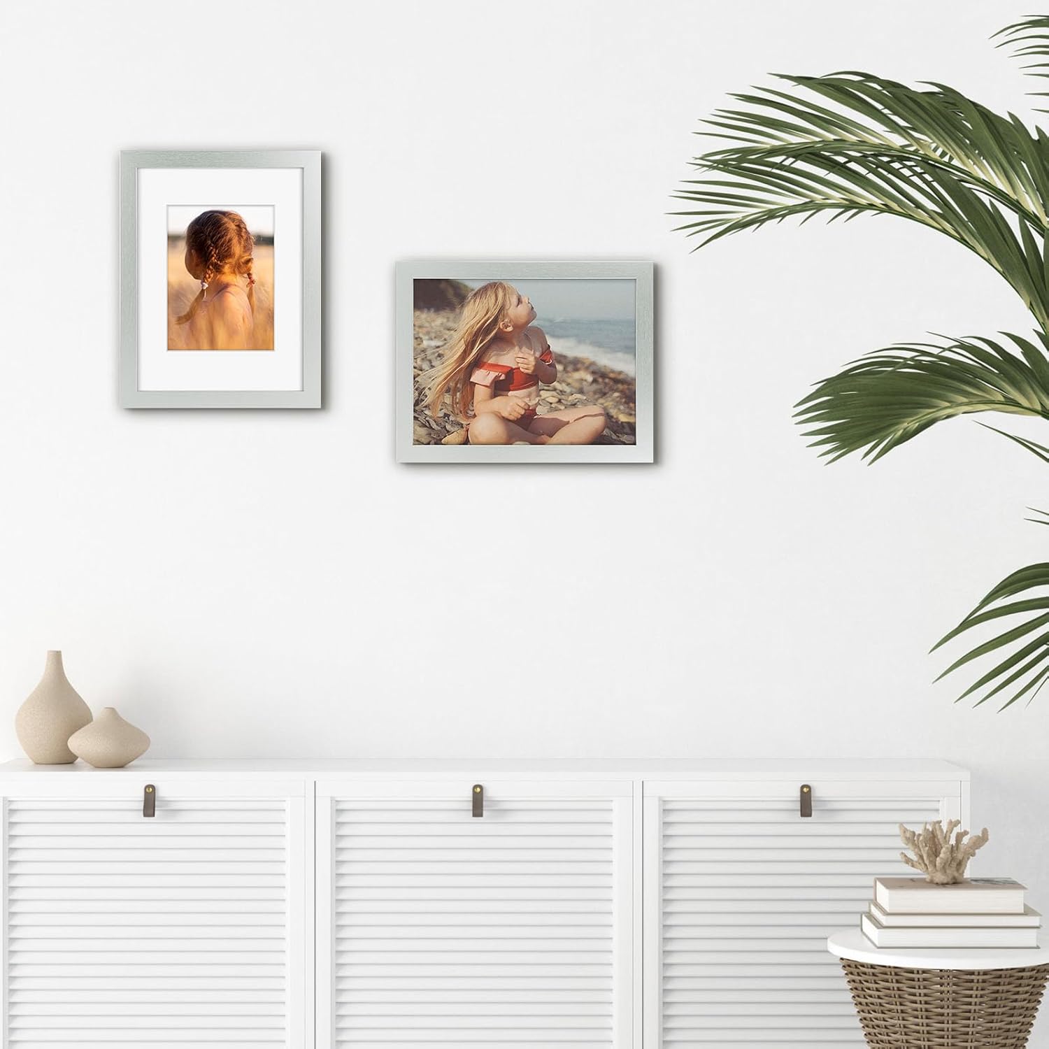Golden State Art, 9x12 Picture Frame with Mat for 6x8 - High Definition Glass Wall Mounting Horizontal Vertical Display (Silver, 1 Pack)