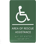 6" X9" Area of Rescue Assistance Sign - ADA Compliant Tactile Graphics Grade 2 Braille Text Signs| Sign for Shopping Malls, Offices, Hotels, Schools, Apartments, and Restaurants