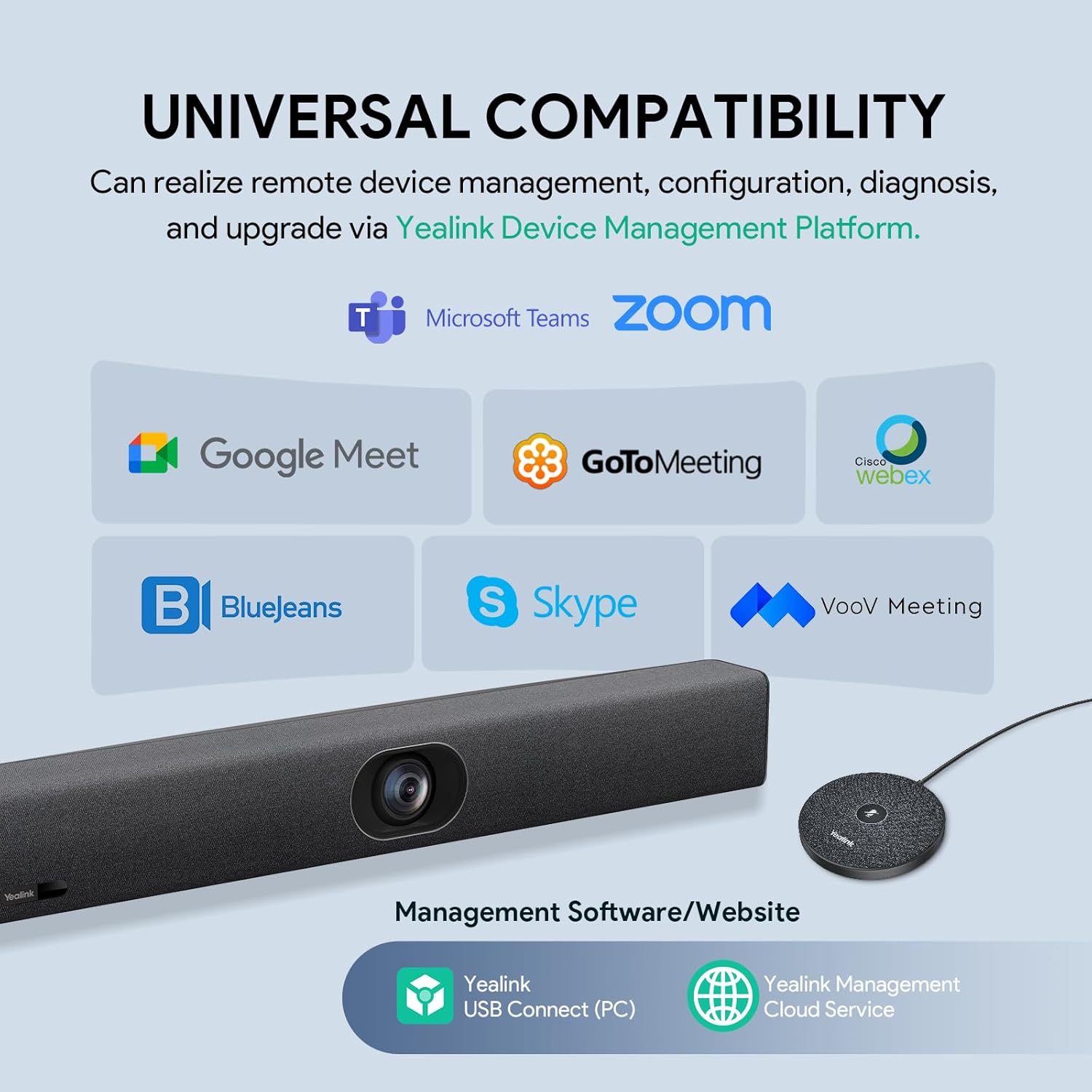 Yealink UVC40 E2 and Expansion Mic (VCM35) HD Video and Audio Conferencing System Bundle for Small to Medium Meeting Room, Ultra HD 4K, 8 Microphone Arrays, AI Auto Framing, Full-Duplex
