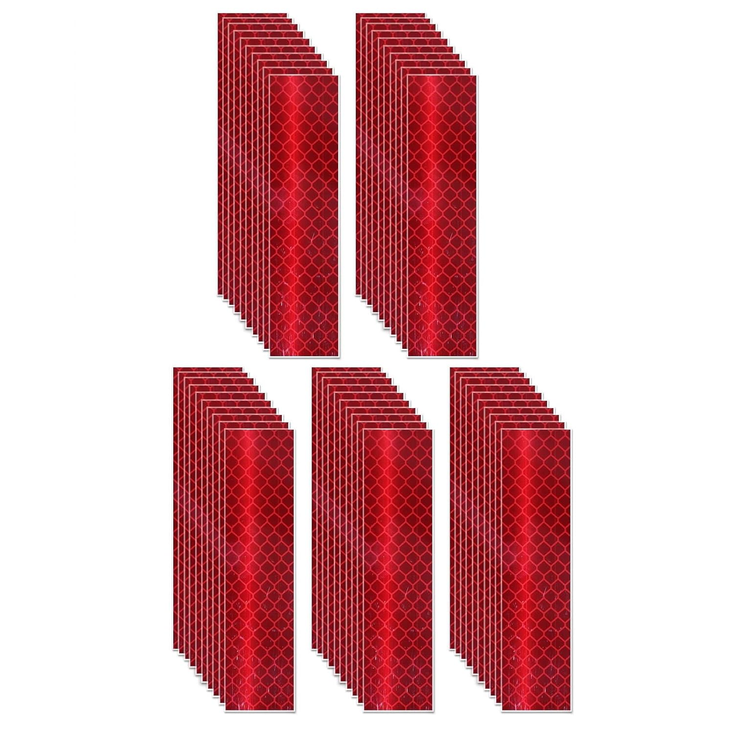 Non Fading Red Reflective Stickers 1 inch X 4 inch, Outdoor Waterproof High Visibility Warning Safety Adhesive Reflector Tape (50 Pcs)