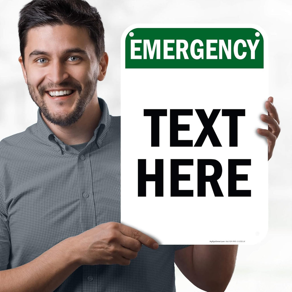 Custom Emergency Sign, OSHA Sign, 12x18 Inches, 55 mil thick HDPE (high density polyethylene), Made in USA by My Sign Center