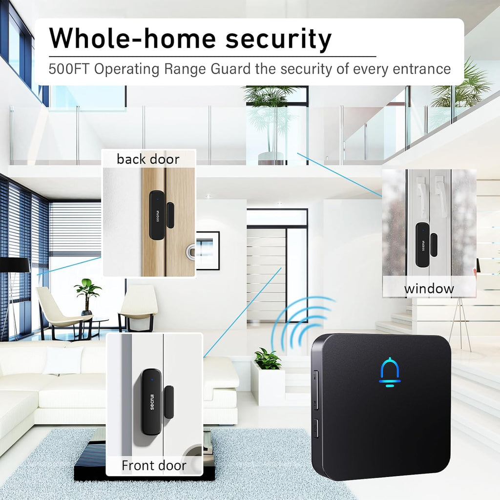 Wireless Door Chimes When Door Open Entry for Business/Home/Office/Store (500ft Range 32 Chimes Adjustable Volume) Door Ringer Alert Buzzer Sensor Alarm
