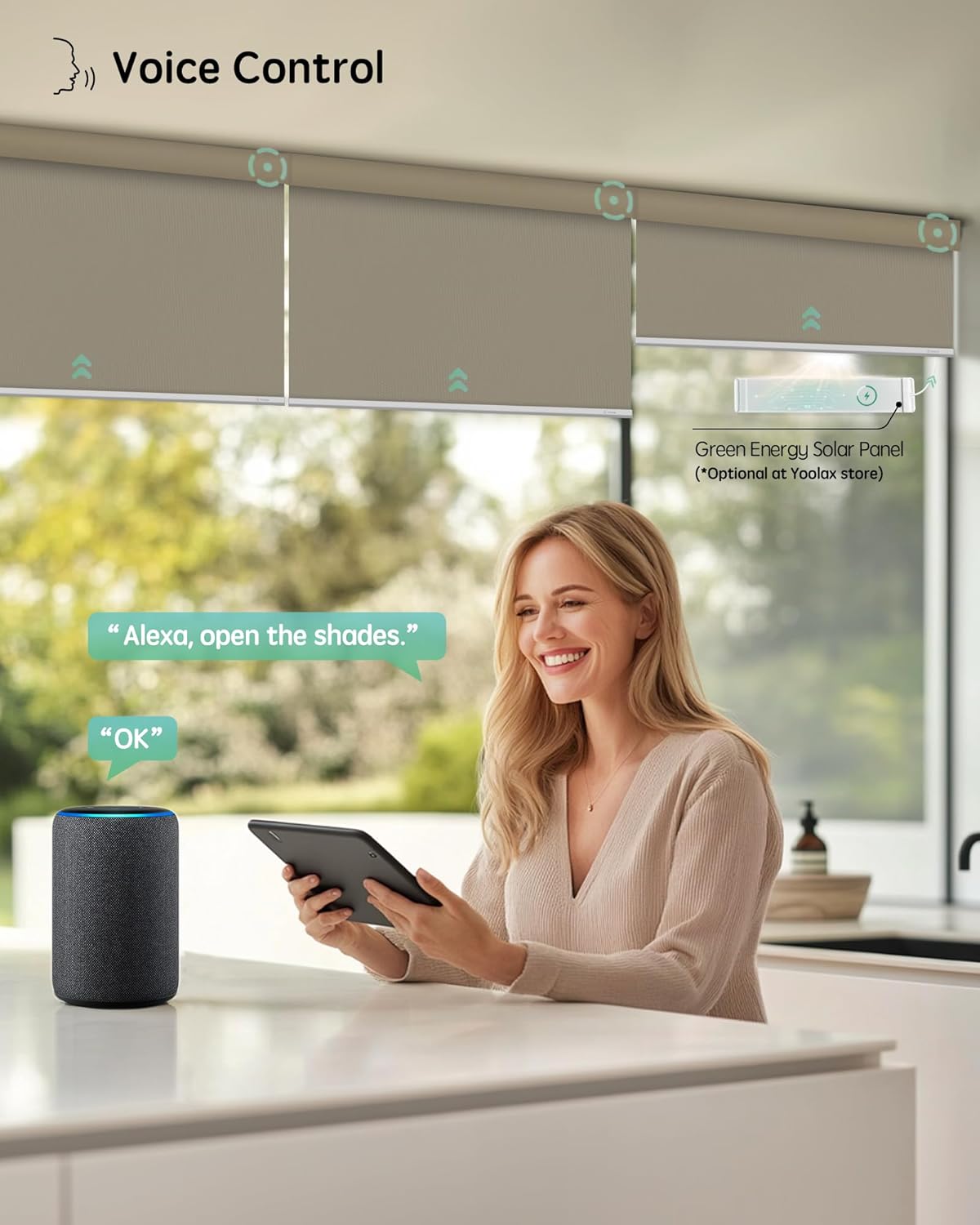 Yoolax Motorized Blinds with Remote, Waterproof Smart Blinds for Windows Blackout Automatic Shades Work with Alexa Remote Control Roller Window Shades with Valance, Custom Size (Vinyl-Light Coffee)