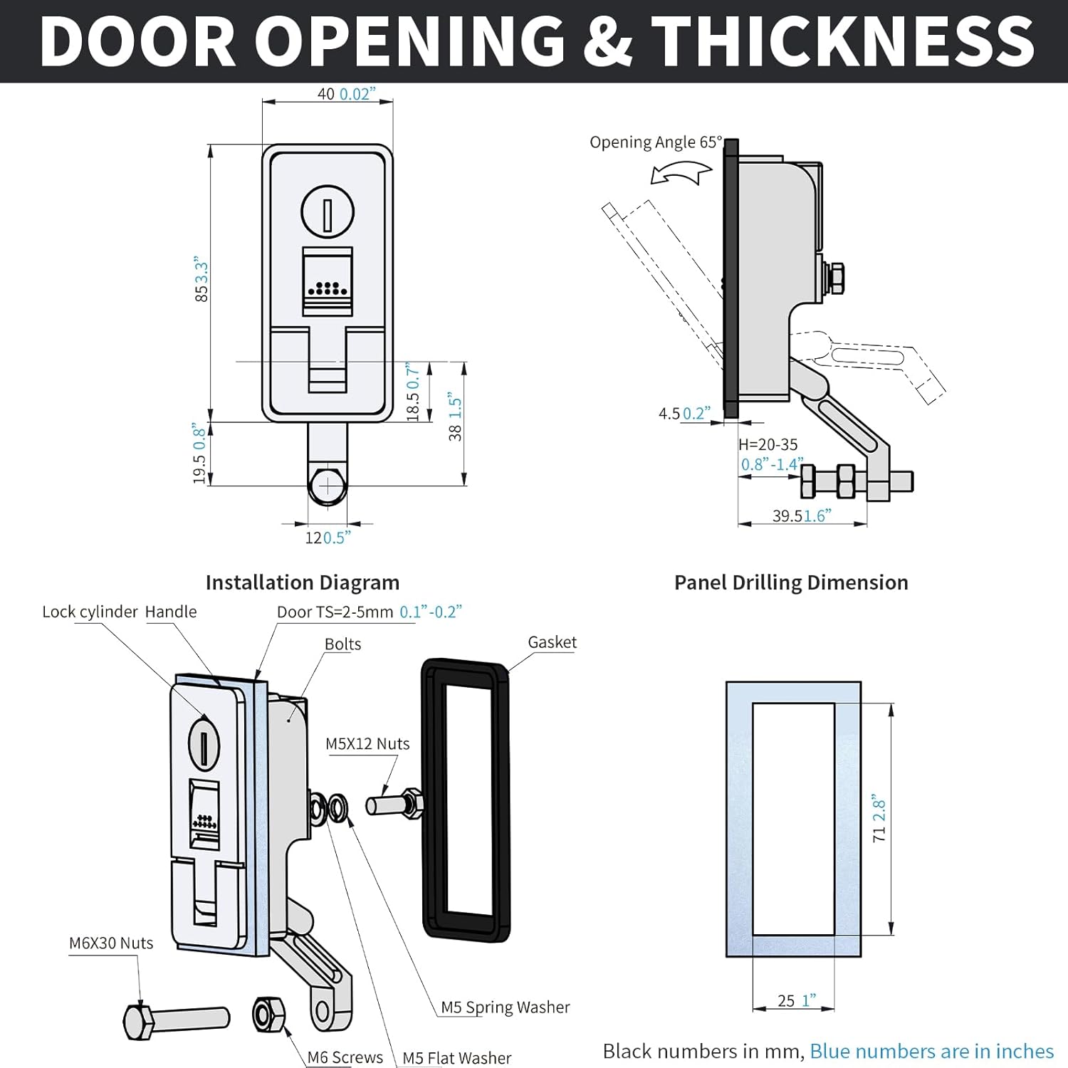 Loclink Compression Latch Lock Marine Grade Zinc Alloy for Boat Hatches, RV Camper Adjustable Lever Push Nutton Latches Hand Operated, 2-Pack with 4 Keys