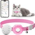 Cat Tracker,Pet Tracker for Cats Compatible with Apple Find My App(Only iOS),Waterproof Tracker Cat Collar with Safety Elastic Buckle,No Monthly Fee,Works with Any Collar (Pink)