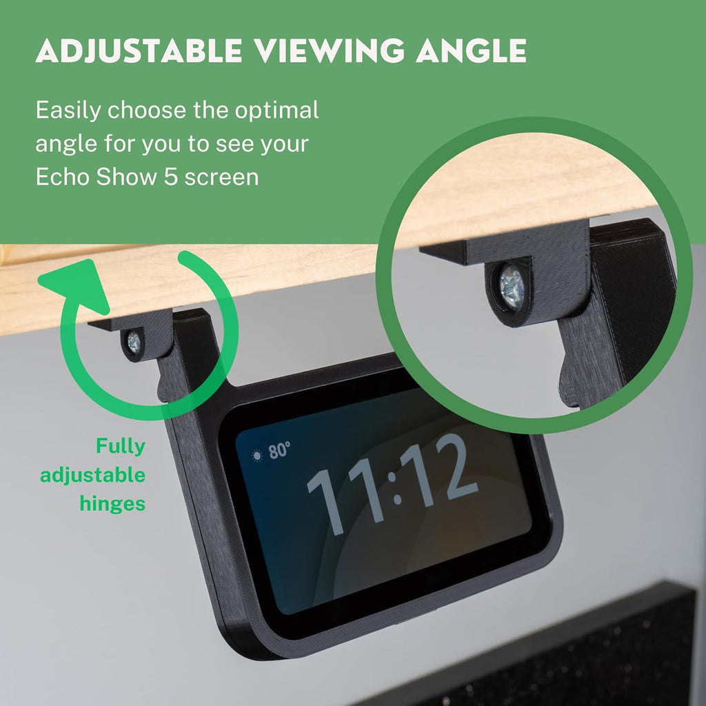 Under Cabinet Kitchen Mount Bracket for Amazon Echo Show 5 3rd Gen Alexa Devices | Compatible only with 3rd Gen 2023 Echo Show 5 Model | All Hardware Included (Black)