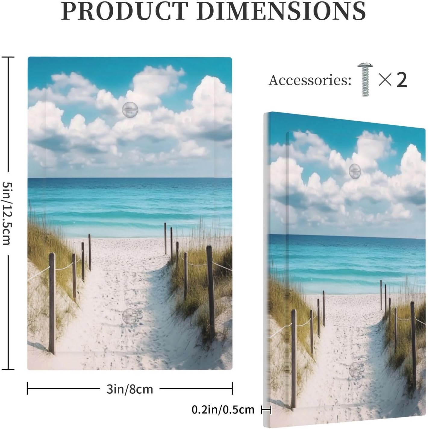 Decorative Light Switch Cover Plate Coastal Beach Ocean Seaside View 1 Gang No Device Single Blank Outlet Covers Wall Plates for Electrical Outlets Faceplate for Bedroom Home Decor