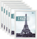 VCK 18x24 Poster Frames white Set of 6, Wide Border Wood Picture Frame, Multi-Directional Display Family Photos, Office Prints, Studio/Gallery Artwork, Woodgrain Series, Wall Hanging