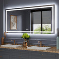 Amorho LED Bathroom Mirror, 68" X38" with Front and Backlight, Stepless Dimmable Wall Mirrors with Anti-Fog, Shatter-Proof, Memory, 3 Colors, Double LED Vanity Mirror