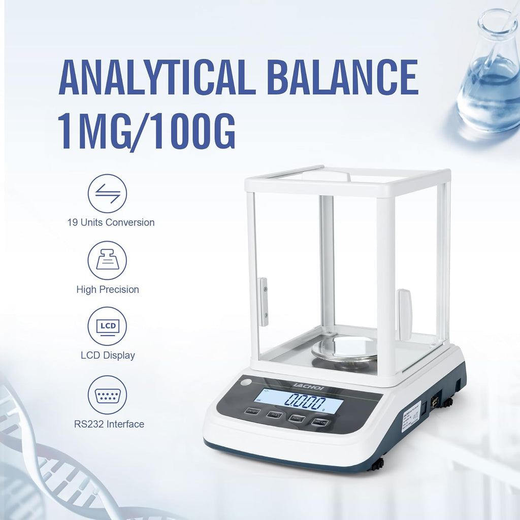 Lab Scale 0.001g×100g Accuracy Digital Lab Analytical Balance Jewelry Scale with Windshield,RS232 Interface Laboratory Analytical Balance (0.001g*100g)