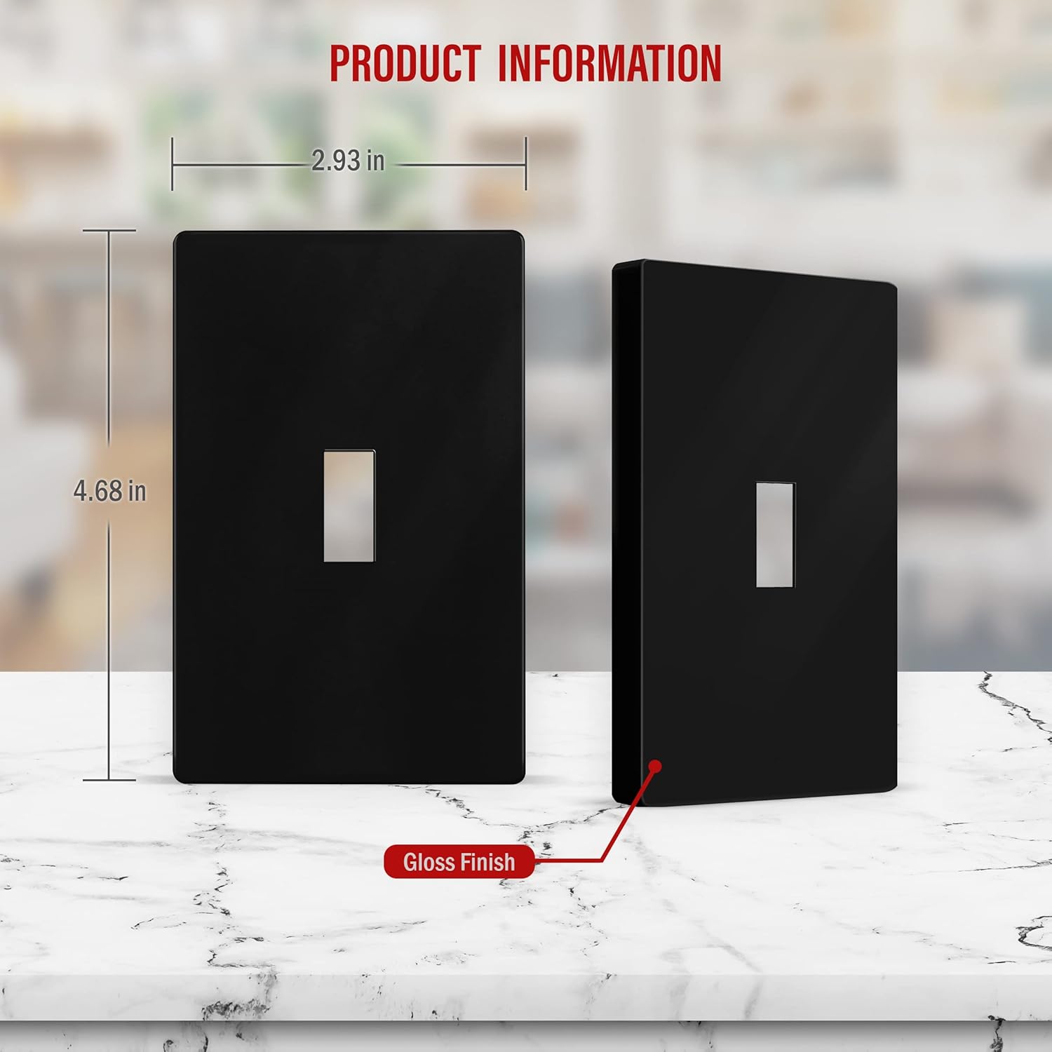 ENERLITES Screwless Toggle Switch Wall Plate, Child Safe Light Switch Cover, Standard Size 1-Gang 4.68" x 2.93", Unbreakable Polycarbonate Thermoplastic, UL Listed, SI8811-BK, Glossy, Black