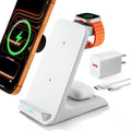 Wireless Charger for Thick Cases of 10MM/Otterbox/for Popsocket, 3 in 1 Charging Dock for iPhone 17 16 15 14 13 Pro Max, Charging Station for Multiple Devices for Apple Watch/AirPods