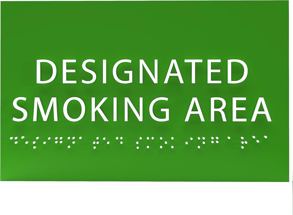 6" X4" Designated Smoking Area Sign - ADA Compliant Tactile Graphics Grade 2 Braille Text | Smoking Permitted Wall Signs for Offices, Private Businesses, Schools, and Restaurants