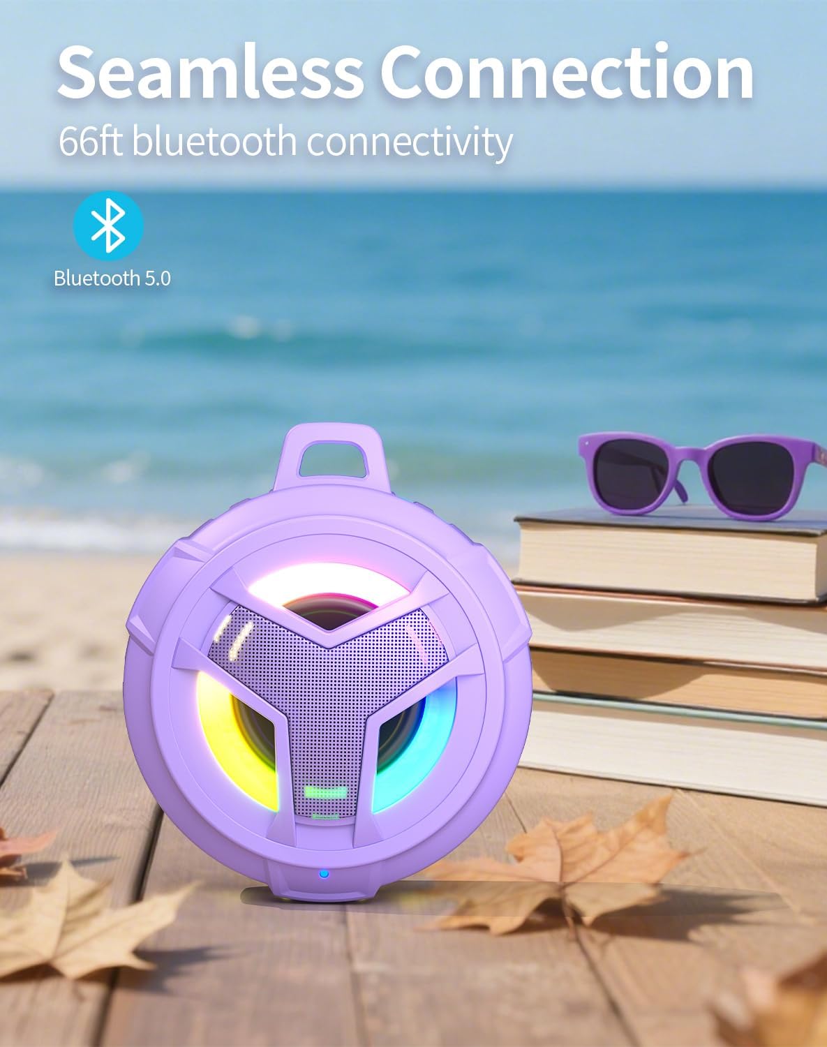 EBODA Bluetooth Shower Speaker, IP67 Waterproof Portable Wireless Small Speakers, Floating, 24H Playtime for Home, Beach, Pool, Kayak, Hiking, Boat Accessories, Gifts for Women, Girls - Purple