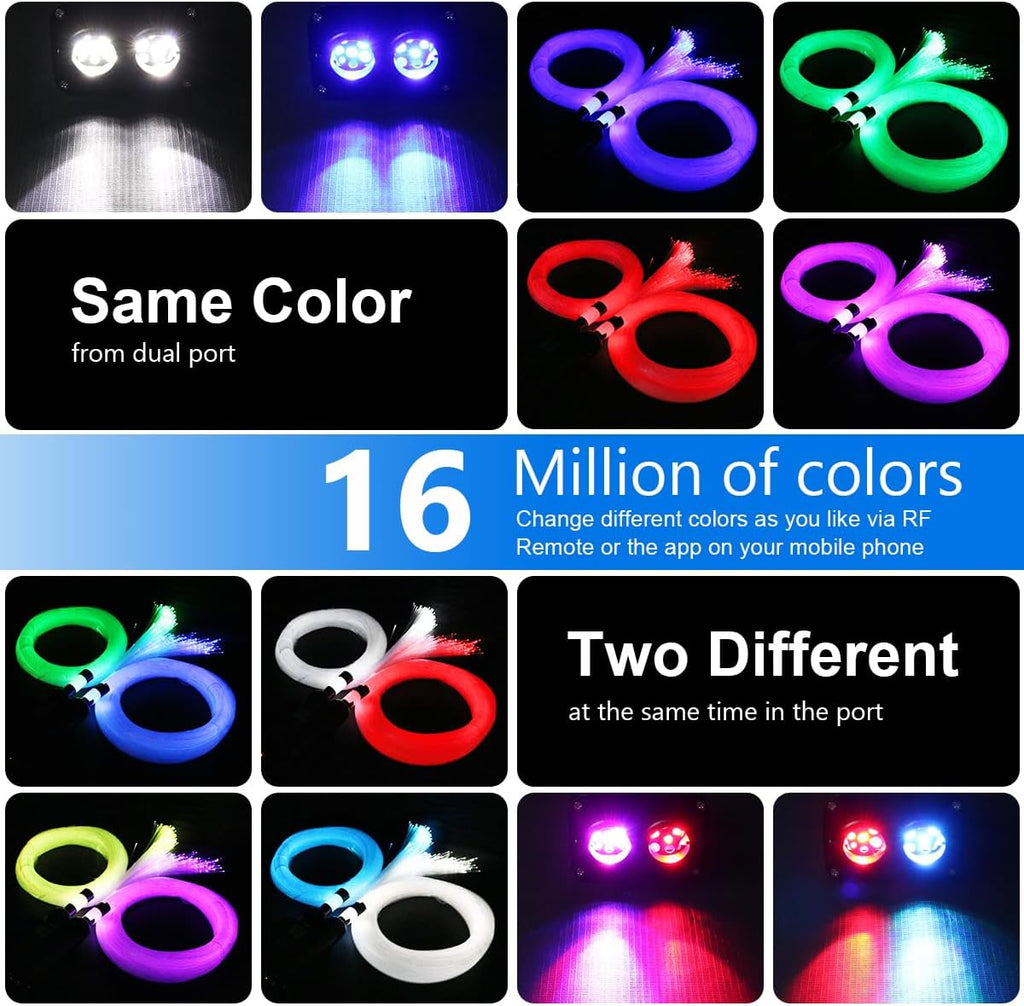 AZIMOM Dual Color 20w Twinkle Fiber Optic Starlight Headliner Kits Mixed 860pcs13.1ft, RGB Meteor Shooting Star, Sound Activated Remote APP Control Home Car Ceiling Décor