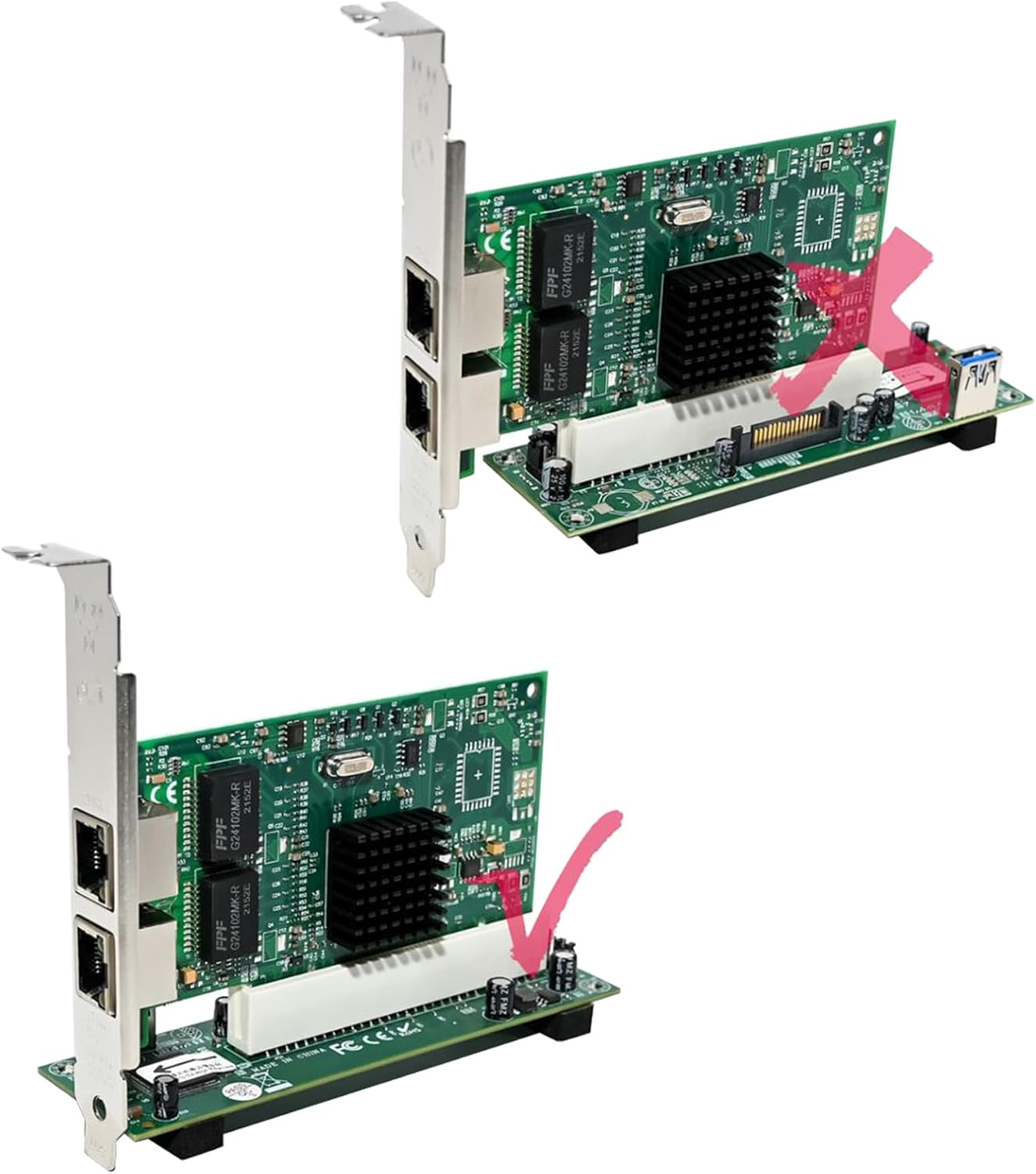 PCIe 1X to Dual Pci Slot Expansion Card PCI-Express 1X Male to PCI Female Adapter for Sound Cards, Network Cards, Fax Cards, Video Capture Cards, Parallel Port Cards