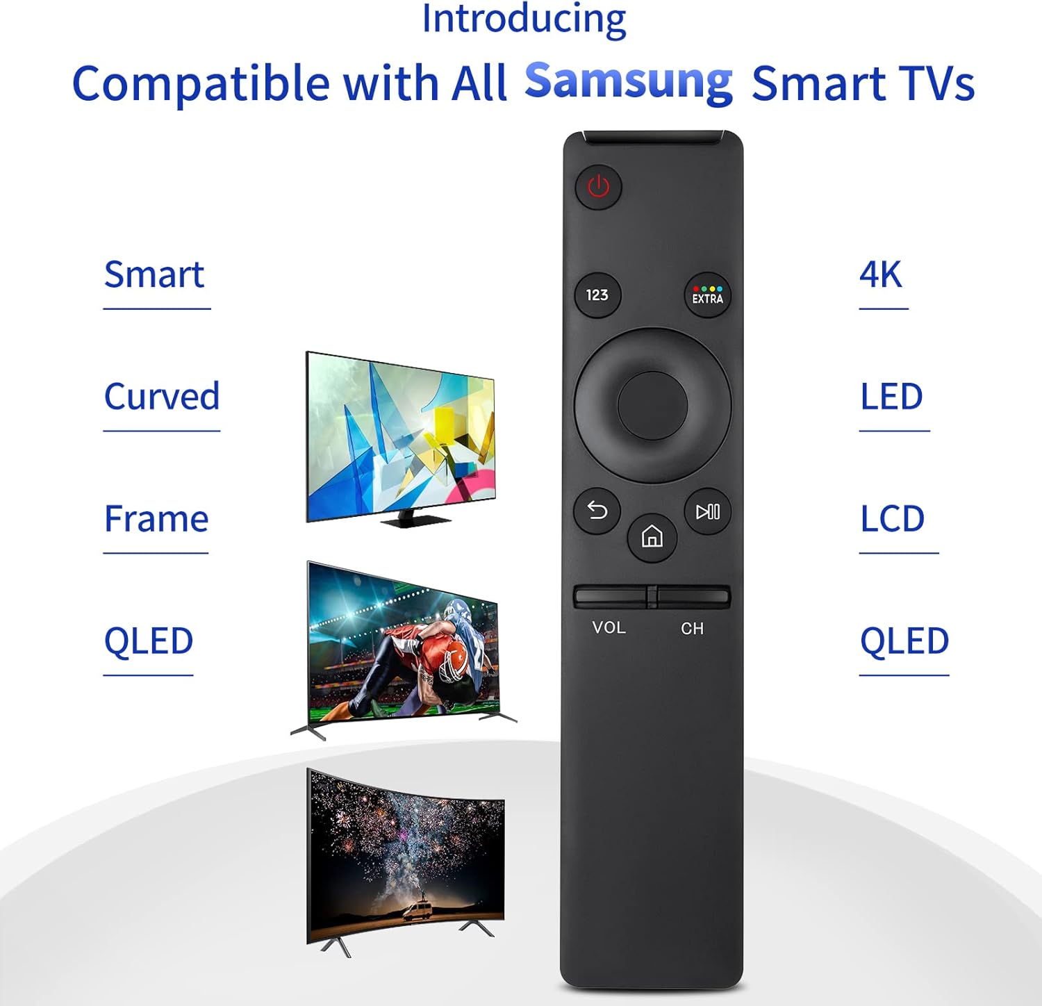Universal for Samsung-TV-Remote-Control Replacement,Compatible with All Samsung Smart Frame Curved QLED TVs
