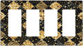 Gold Black Marble Geometric Plaid Glitter Wallplates 4 Gang Quad Rocker Decorative Light Switch Covers Electrical GFCI Faceplate Switch Plate for Bedroom Bathroom Decor
