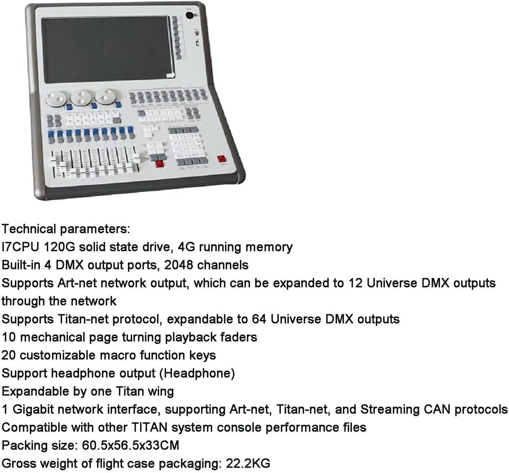 14.1" Professional DMX512 Lighting Controller, 2048 Channels, 4 DMX Outputs, Supports Art-net & Titan-net, Perfect for Light Shows & Events
