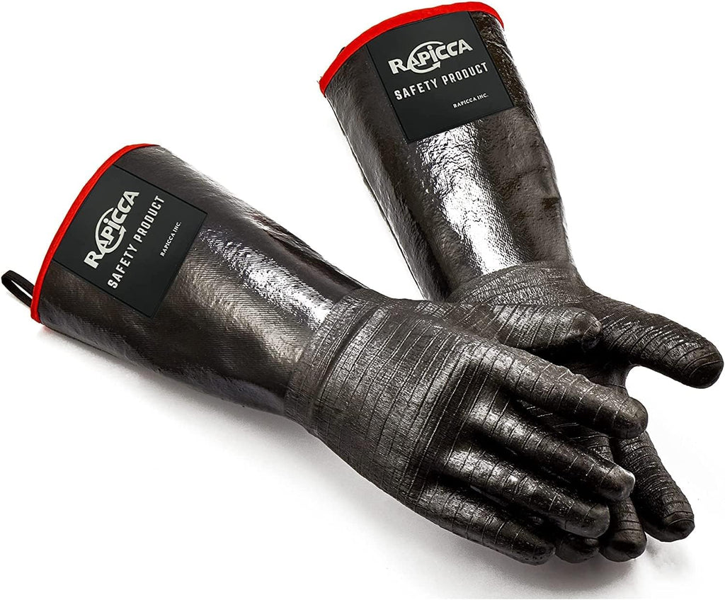 RAPICCA 700°F Heat Resistant BBQ Grill Gloves, Oil Resistant & Waterproof for Smoking, Grilling, Cooking, Deep Frying Turkey, Handling Hot Greasy Meat | Great Stocking Stuffers for Men