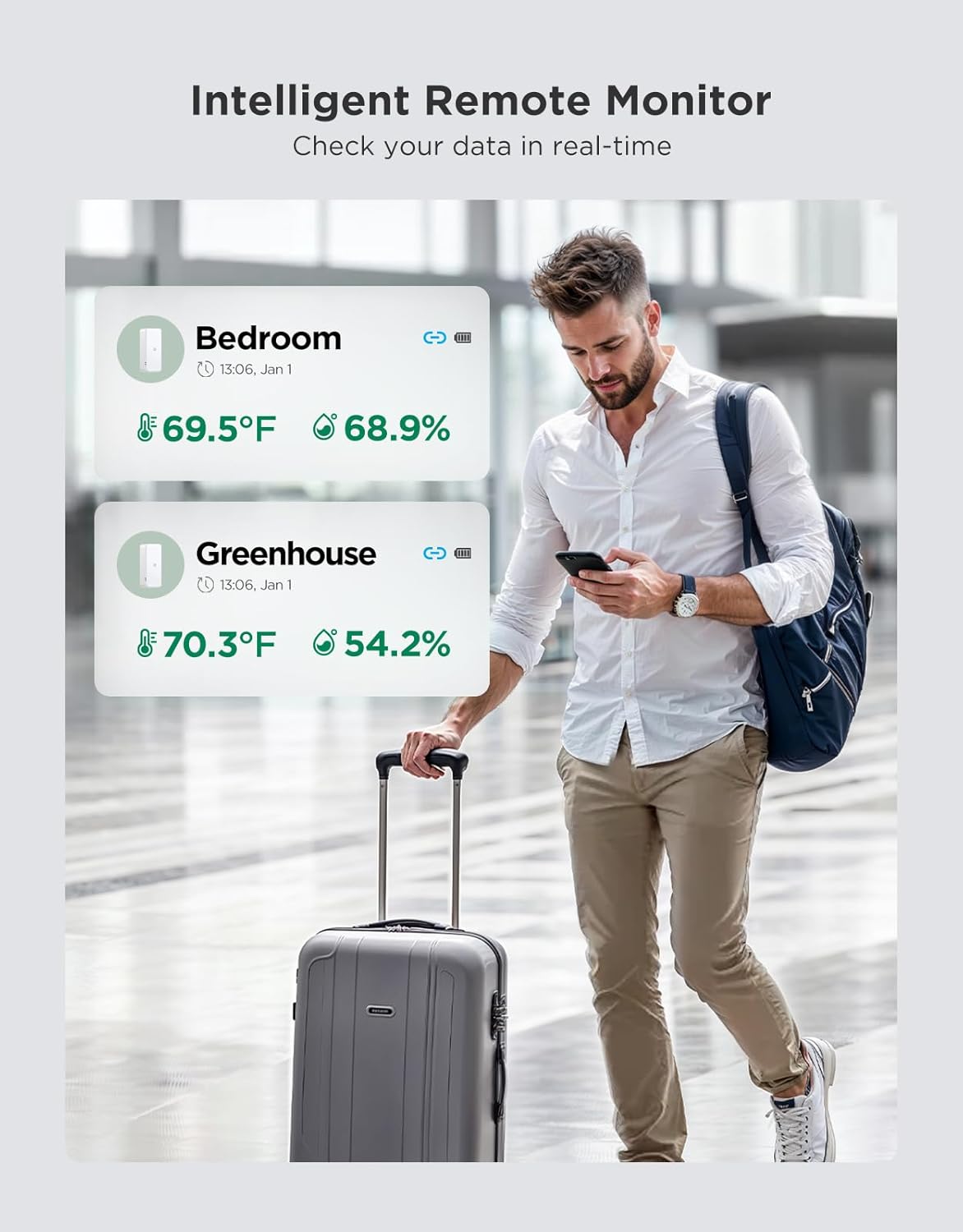 GoveeLife 2.0 WiFi Hygrometer Thermometer 3 Pack, Smart Humidity Temperature Sensor with App Notifications, Temperature Humidity for Bedroom, Wine Cellar, Basements(Only Support 2.4G Wi-Fi)