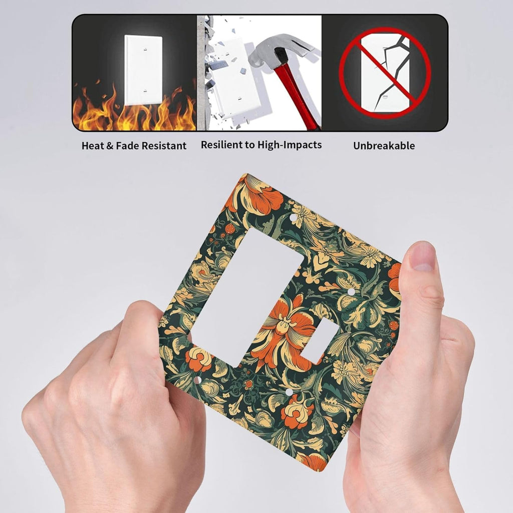 Outlet Covers William Morris Abstract Floral Plant Pattern Orangeyellowgreen 1 Toggle 1 Rocker Combination Decorative Wall Plate Electrical Switch Plates Light Switch Cover Plate for Bedroom
