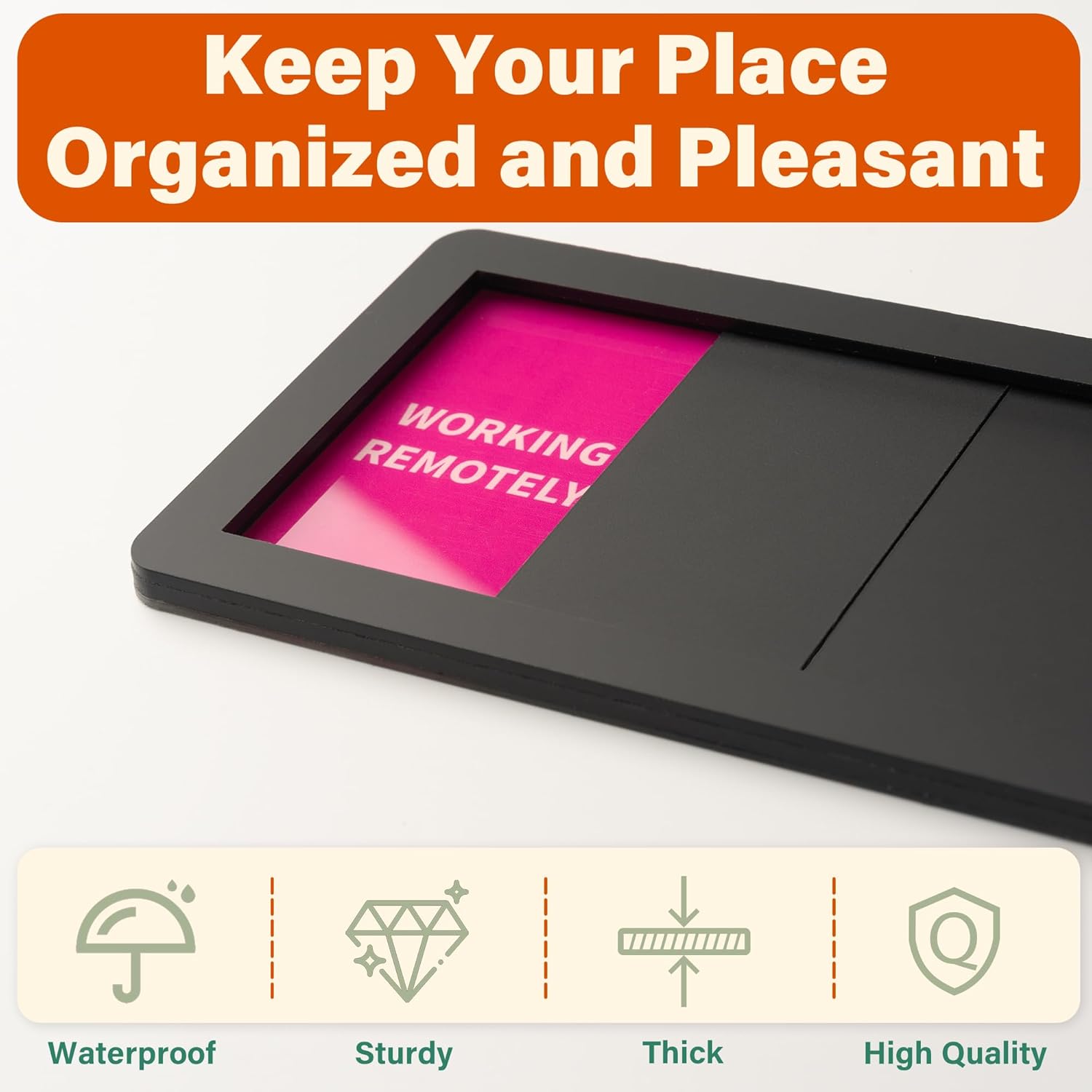 Office Door Signs 5 Options Do Not Disturb, Please Knock, In A Meeting, Out Of Office, Working Remotely Privacy Door Slider Sign for Meeting & Conference Room Black