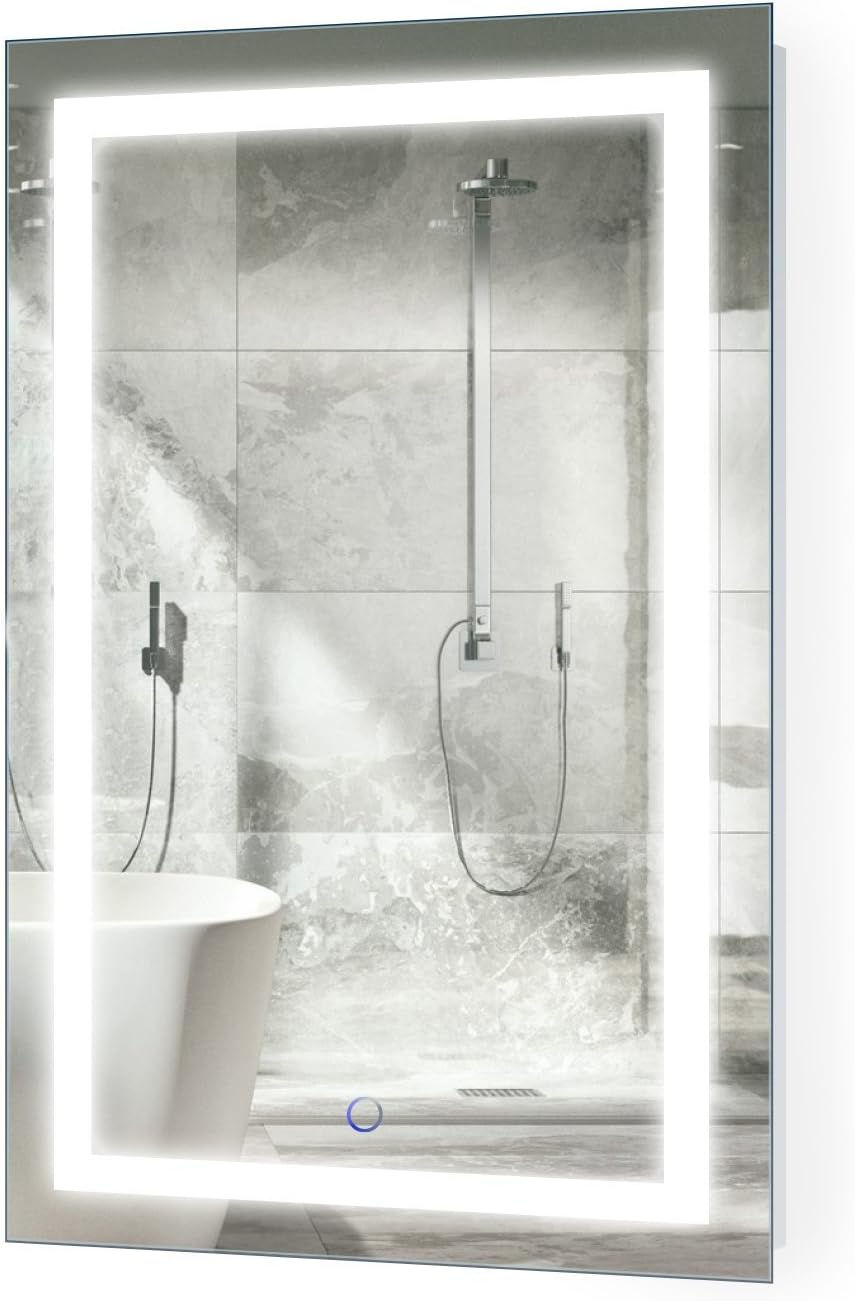 Krugg | 20 Inch X 32 Inch LED Bathroom Mirror | Lighted Vanity Mirror Includes Dimmer & Defogger | Wall Mount Vertical or Horizontal Installation