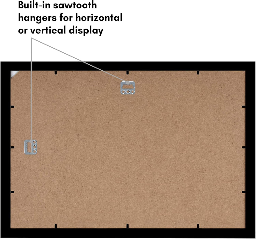 Americanflat 18x12 Picture Frame with Shatter-Resistant Glass - Signature Collection - Gallery-Style Frames Made of Engineered Wood - Photo Frame for Wall Display - Black
