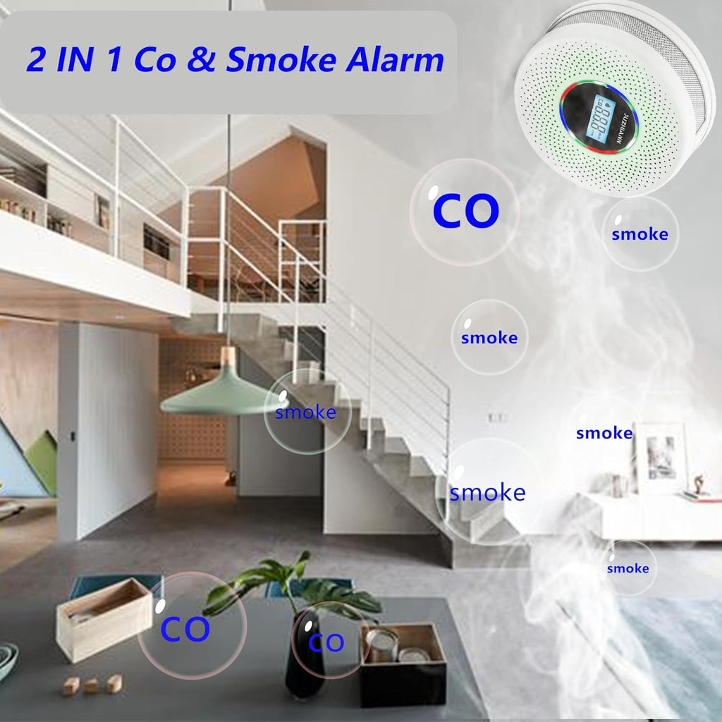 3 Pack Upgraded Combination Smoke and Carbon Monoxide Alarm Detector, Dual Sensor Smoke Alarm&Carbon Monoxide Detector (Includes Battery)