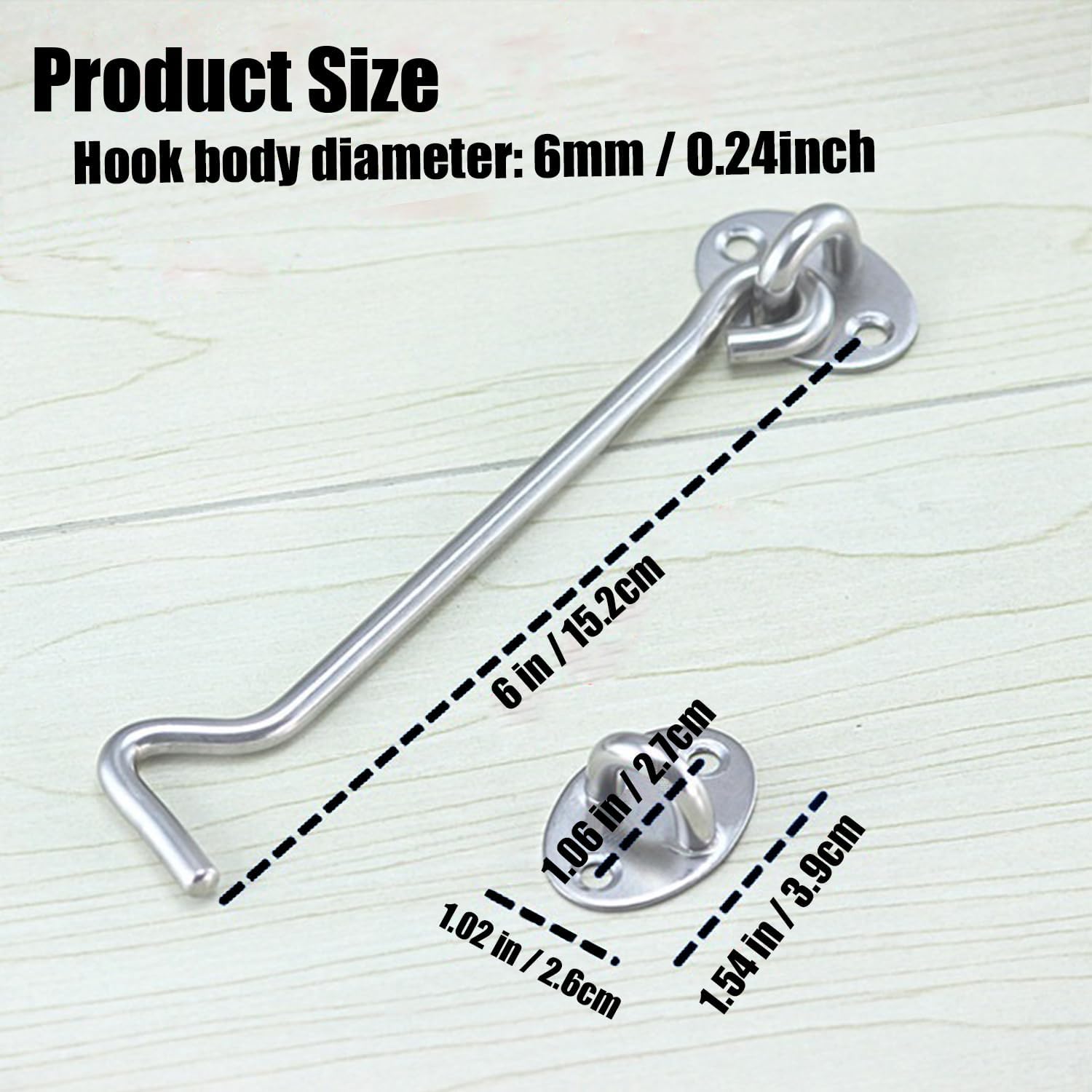 4 Pack Barn Door Latch Door Lock Hardware, Sliding Door Lock Eye Hook Latch with Screws, Rust-Resistant Metal Gate Latch, Privacy Hooks Latch for Inside Door