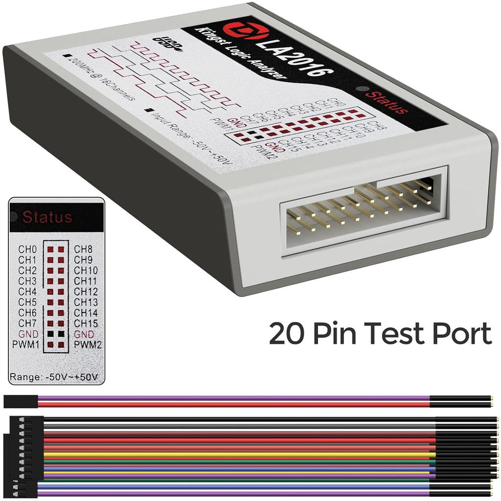 USB Logic Analyzer LA2016 16 Channel 200MHz 1G Memory with English PC Software Portable High Speed Supports I2C SPI CAN UART for Windows MacOS Linux
