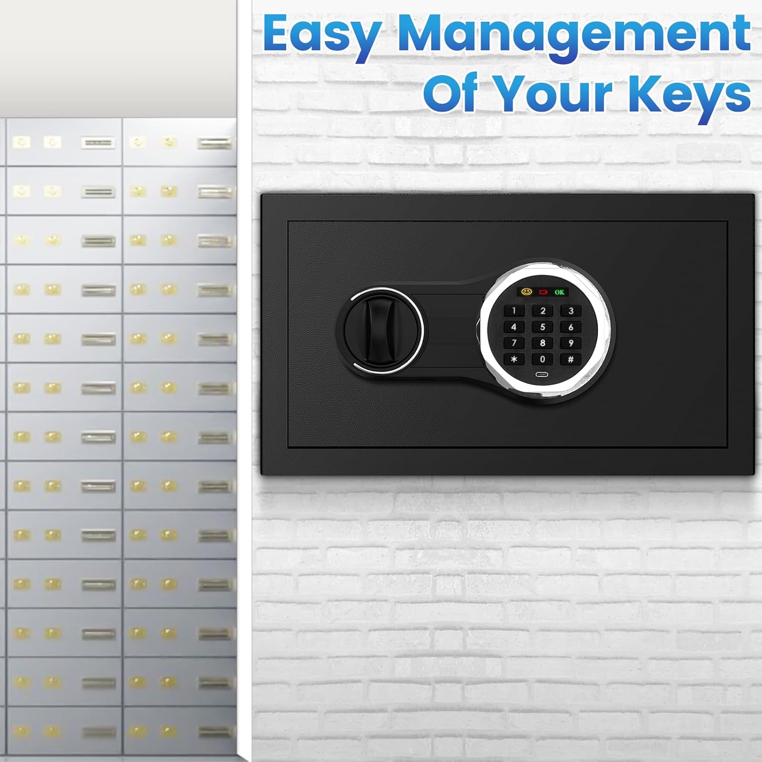 28 Keys Combination Lock Key Cabinet, Anti-Theft Key Lock Box with Key Tags, Key Organizer Wall Mount for Car Garage House Rental Office Business