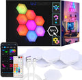 Smart Hexagon Lights DIY Hexagon Led Light App & Remote Controlled & Music Sync Features USB & Type C Modern RGB Wall Panels for Living & Gaming Decor (8Pack)
