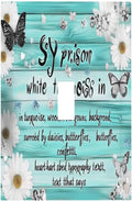 Teal Butterfly Daisy Rustic Wooden Signs Decorative Light Switch Cover 1 Gang Single Toggle Device Electrical Faceplate Switchplates Decorator Outlet Wall Plate For Farmhouse Cabin Decor